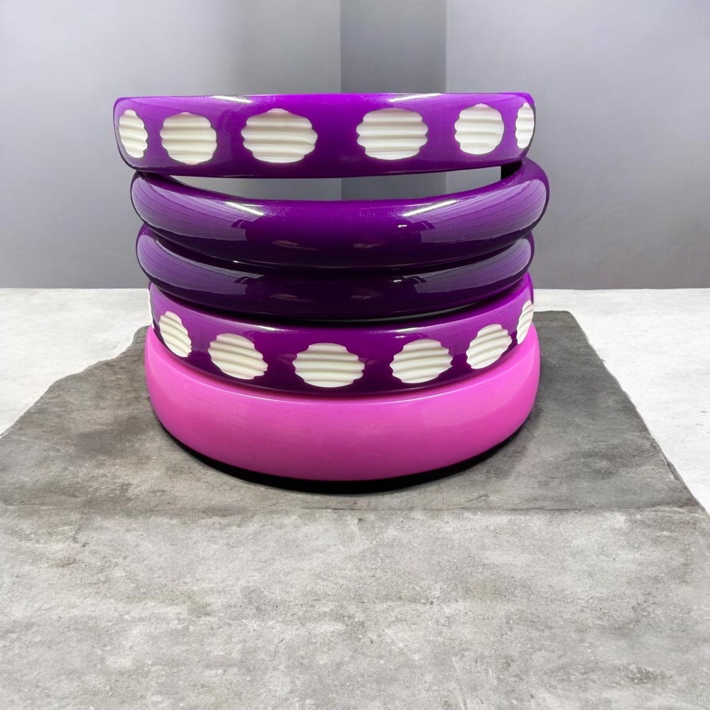 NWT Antika Collection Purple Pink Bangle Bracelet Set Retro Y2K Bold‎ Size 8 25